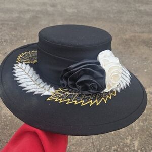 NWT Studio B Black Feather Floral Western Wide Brim Hat